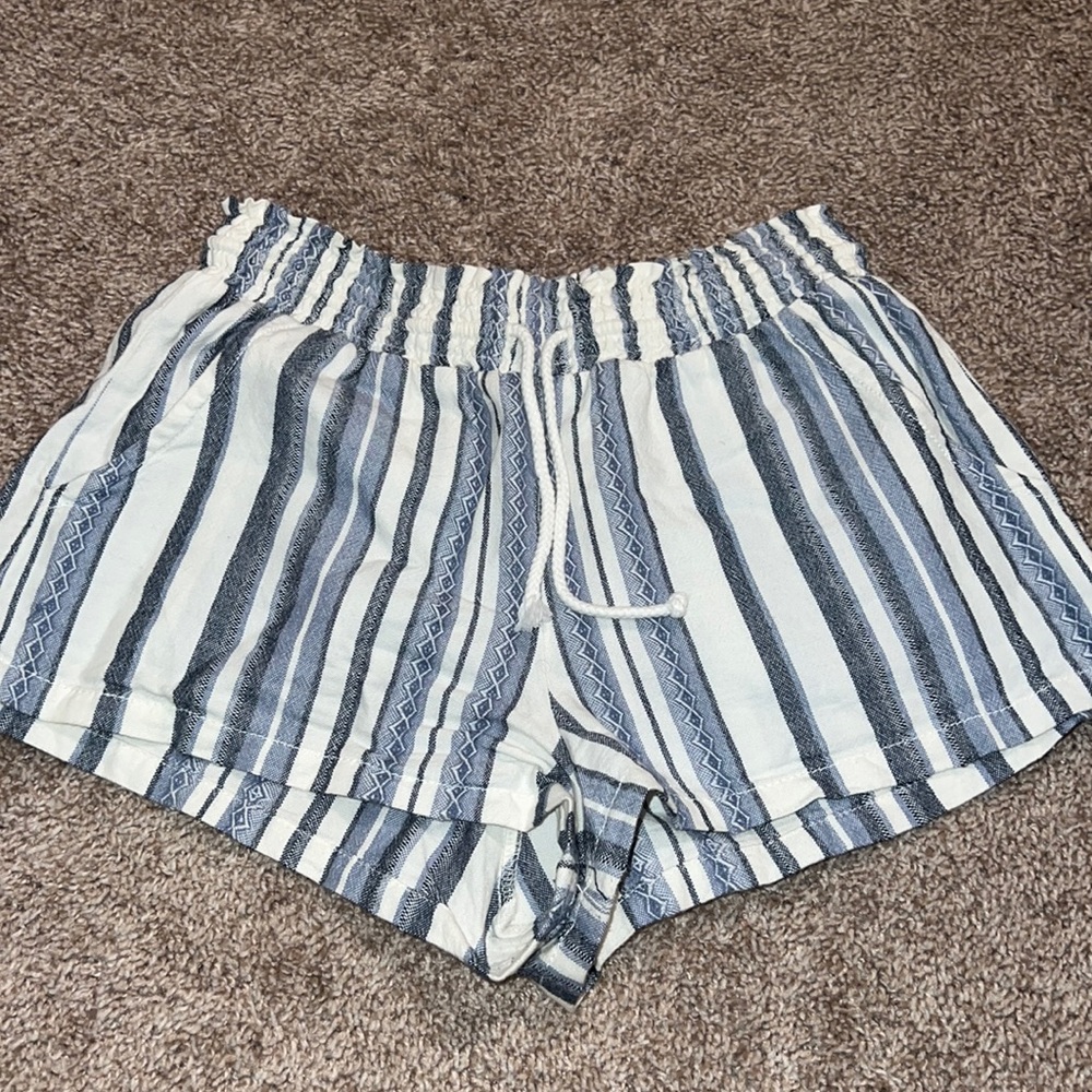 Blue stripes flowy shorts